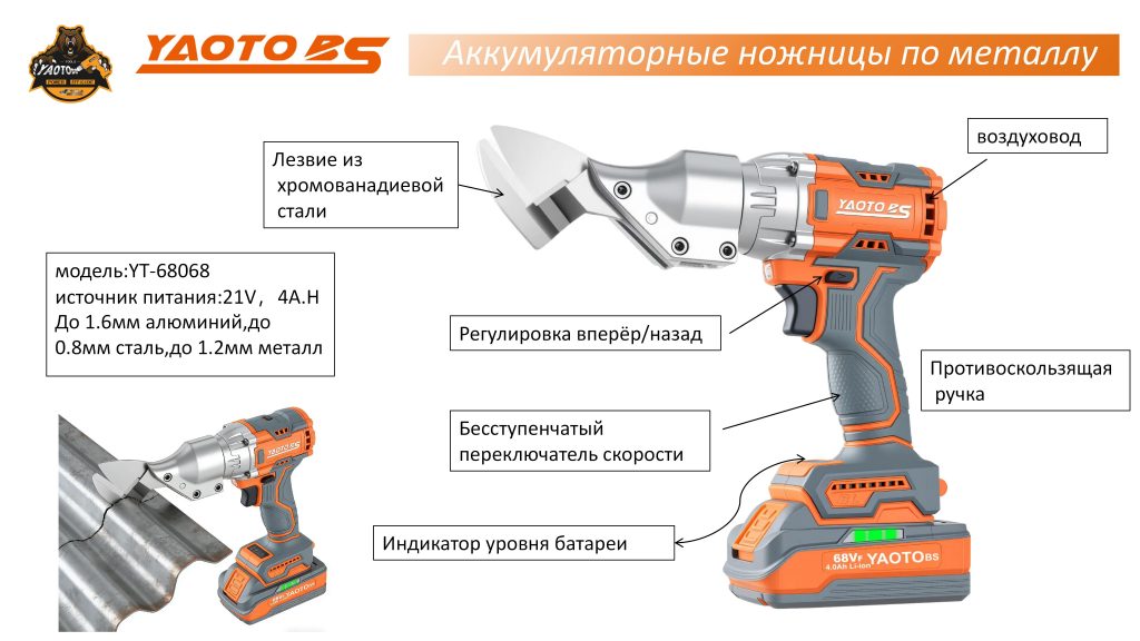 YAOTOBS-68068锂电铁皮剪子(Ножница по металлу)-浙江宝昇工具有限公司