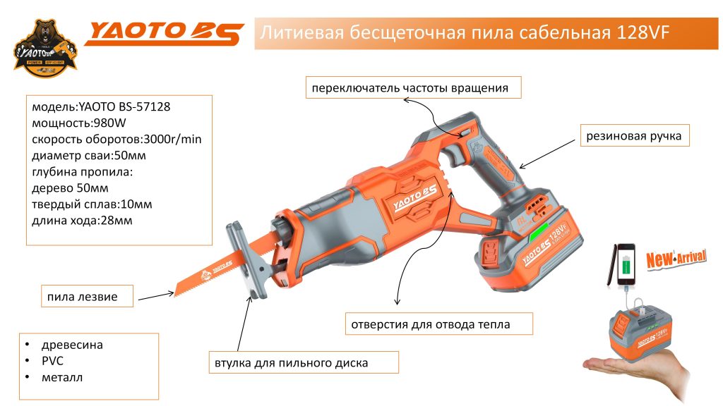 YAOTOBS-57128锂电往复锯(сабельная пила)-浙江宝昇工具有限公司