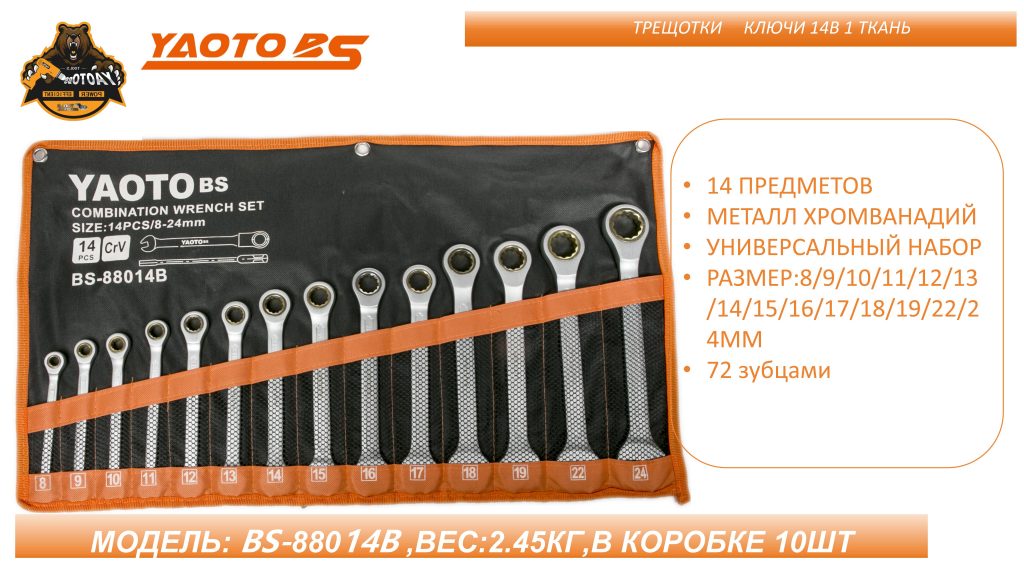 Набор комбинированных трещоточных ключей 14В1-浙江宝昇工具有限公司