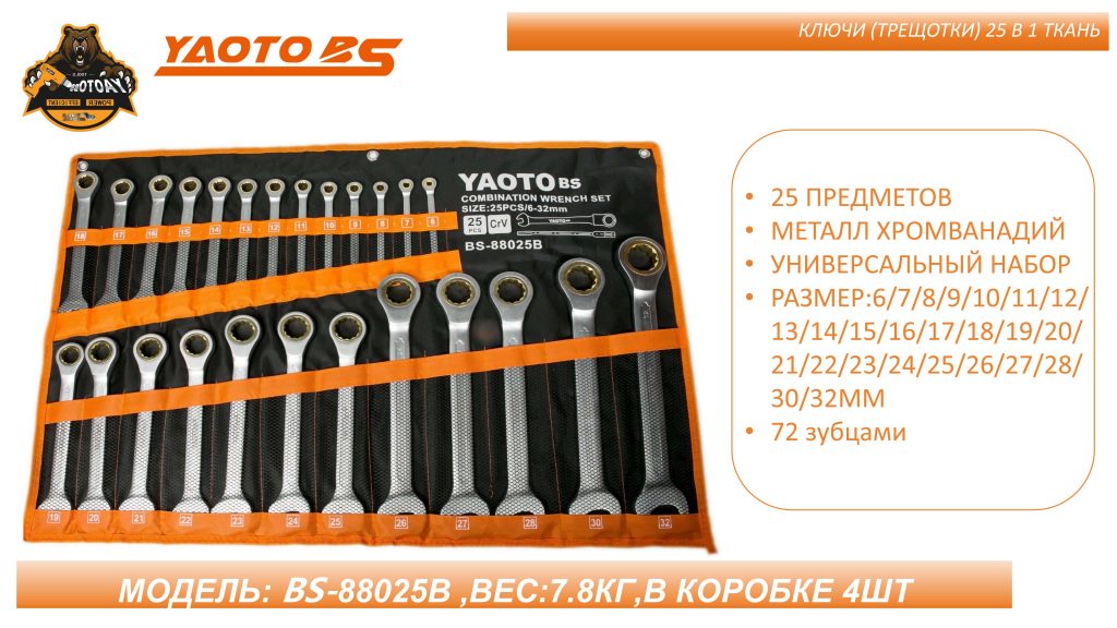 Набор комбинированных трещоточных ключей 25В1-浙江宝昇工具有限公司