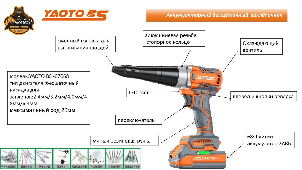 YAOTO BS-67068拉铆枪（Заклёпочник）-浙江宝昇工具有限公司